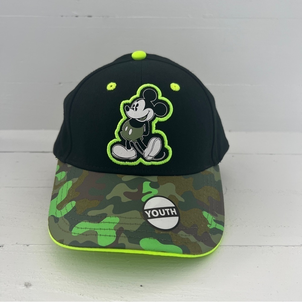 Disney Camo Black green Hat Mickey Mouse Cap Vacation Summer Youth Strapback